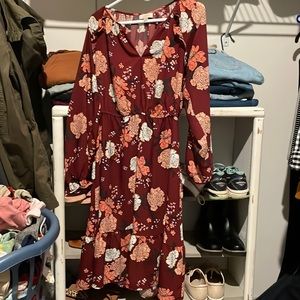 Long Sleeve Floral Midi